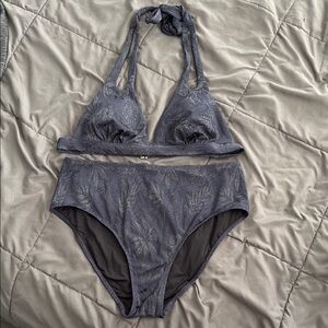 Cupshe Blue and Silver Bikini Swim Set